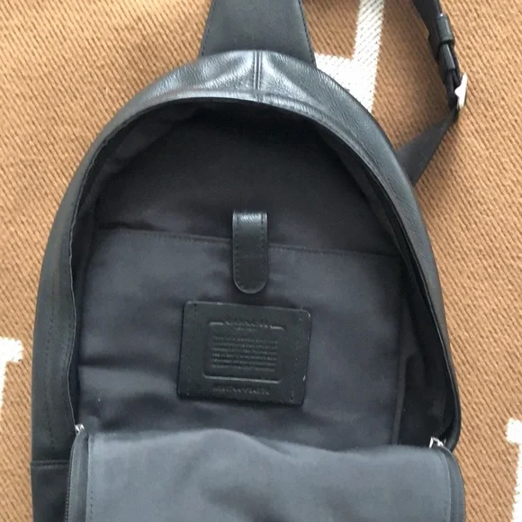 Coach Black Leather and Mesh Metropolitan Sling Backpack